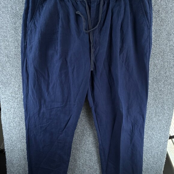 Vineyard Vines Navy Blue XL Men Linen Cotton Lyocell Pants Drawstring ACTL 37X30 - Picture 1 of 15